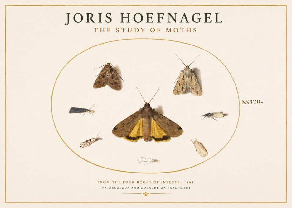 Joris Hoefnagel Study of Moths and Insects No4 - Plakát