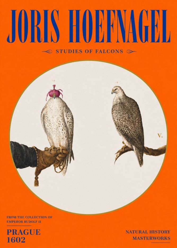 Joris Hoefnagel Studies of Falcons No4 - Plakát