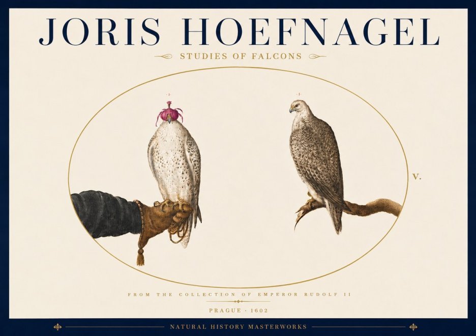 Joris Hoefnagel Studies of Falcons No5 - Plakát