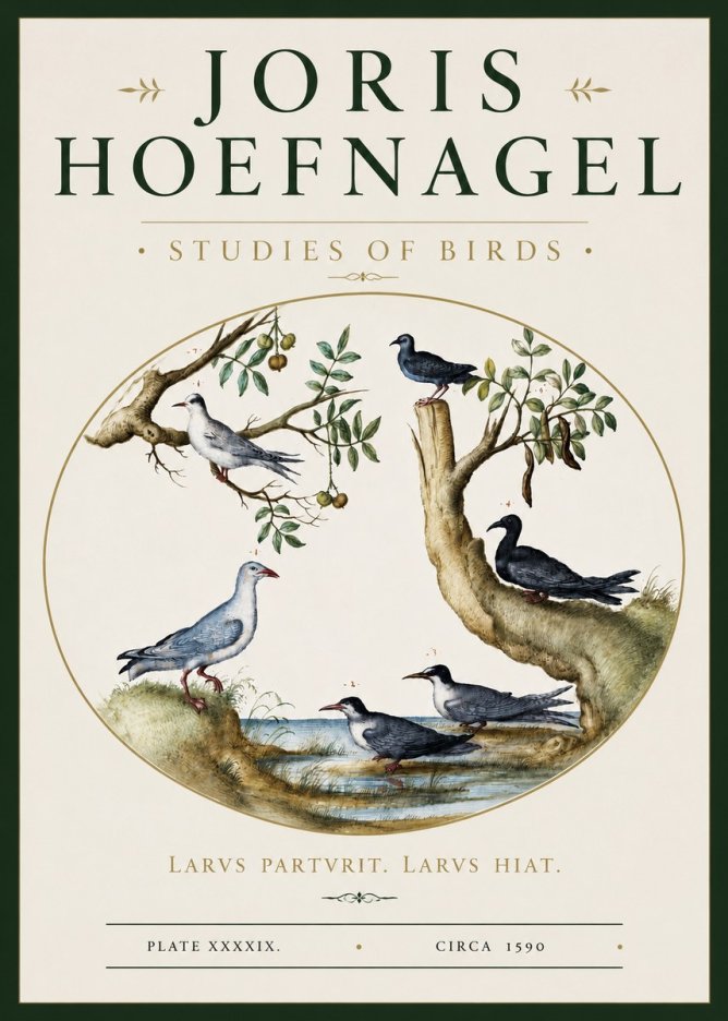Joris Hoefnagel Studies of Birds II No3 - Plakát