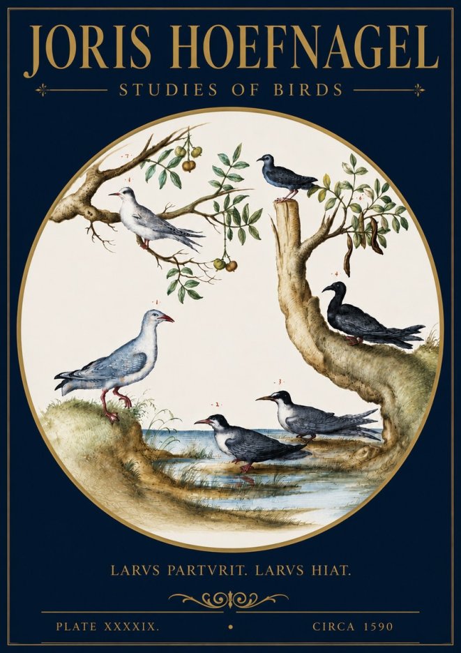 Joris Hoefnagel Studies of Birds II No4 - Plakát