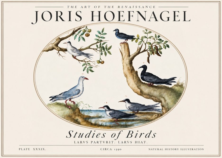 Joris Hoefnagel Studies of Birds II No5 - Plakát