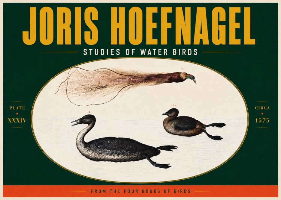 Joris Hoefnagel Studies of Water Birds No5 - Plakát