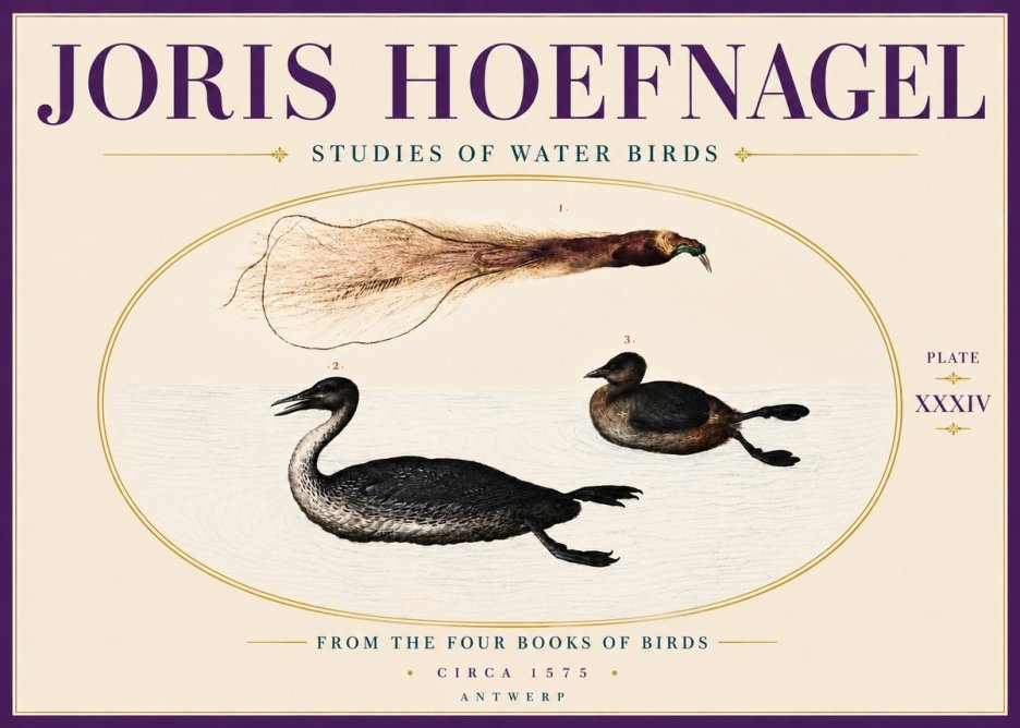 Joris Hoefnagel Studies of Water Birds No6 - Plakát