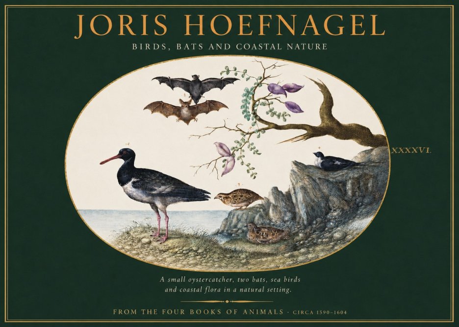 Joris Hoefnagel Birds, Bats and Coastal Nature No2 - Plakát