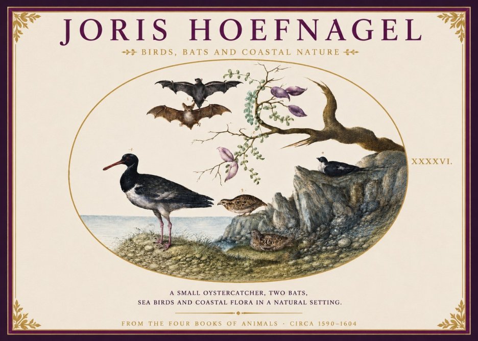 Joris Hoefnagel Birds, Bats and Coastal Nature No3 - Plakát