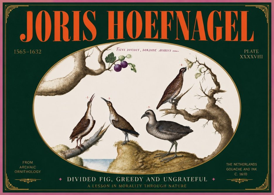Joris Hoefnagel Birds from the Four Parts of the World No5 - Plakát