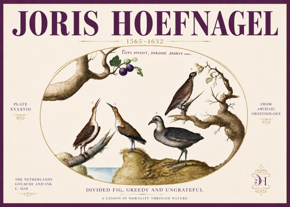 Joris Hoefnagel Birds from the Four Parts of the World No6 - Plakát