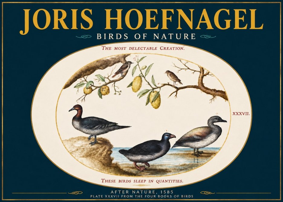 Joris Hoefnagel Plate Xxxvii from the Four Books of Birds No4 - Plakát