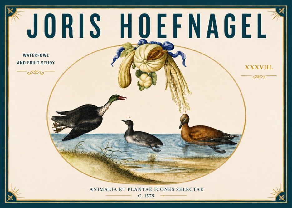 Joris Hoefnagel Waterfowl and Fruit Study No5 - Plakát