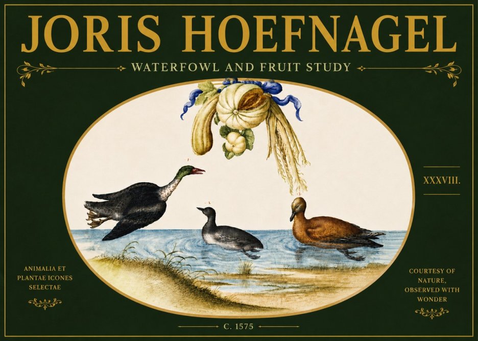Joris Hoefnagel Waterfowl and Fruit Study No6 - Plakát