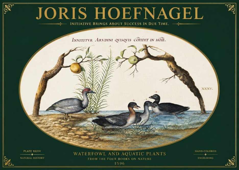 Joris Hoefnagel Waterfowl and Aquatic Plants No2 - Plakát