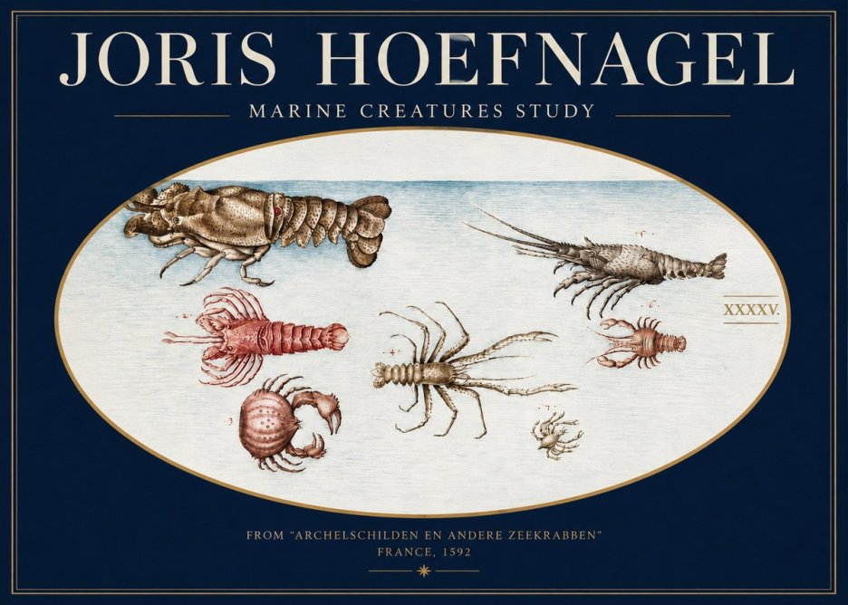 Joris Hoefnagel Studies of Crustaceans No4 - Plakát
