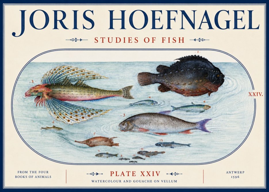Joris Hoefnagel Studies of Fish II No6 - Plakát