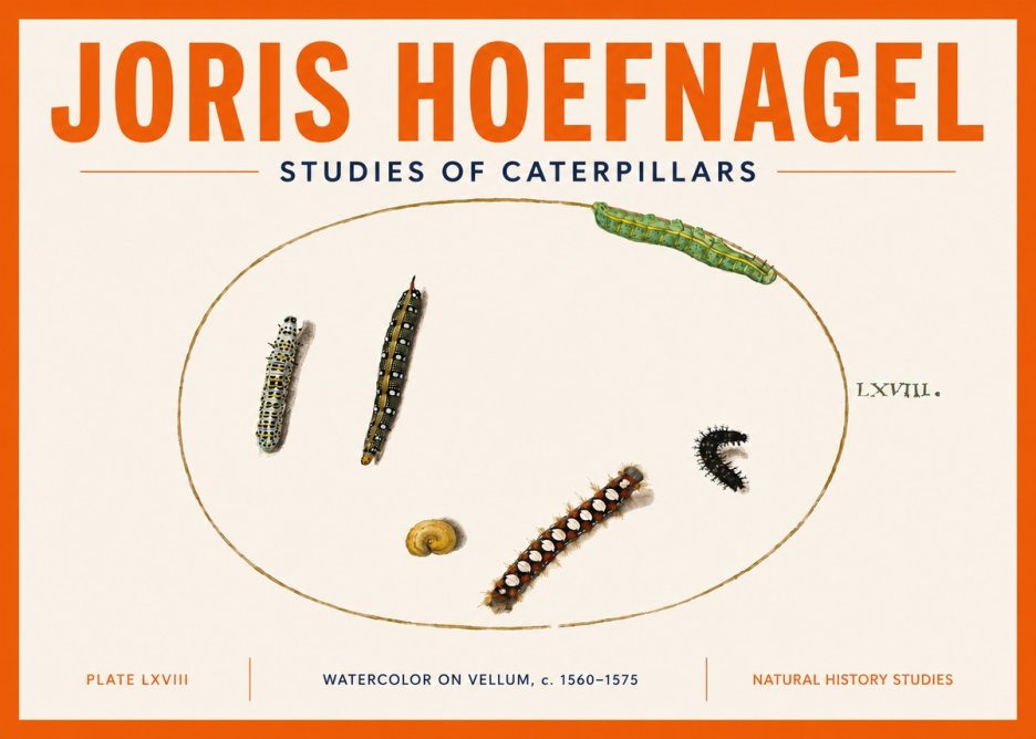 Joris Hoefnagel Studies of Caterpillars No5 - Plakát