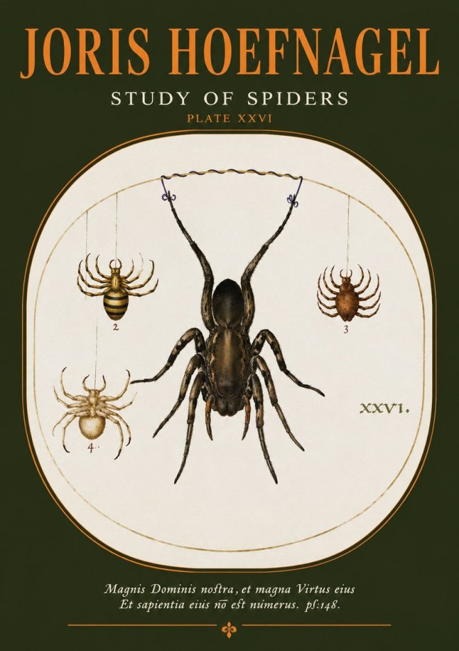 Joris Hoefnagel Study of Spiders No2 - Plakát