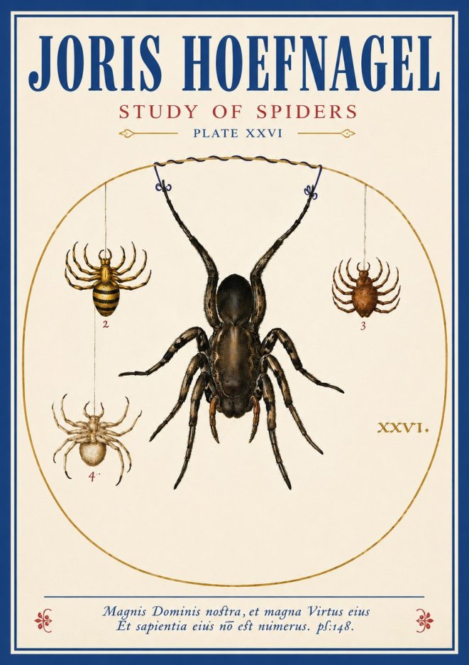 Joris Hoefnagel Study of Spiders No3 - Plakát
