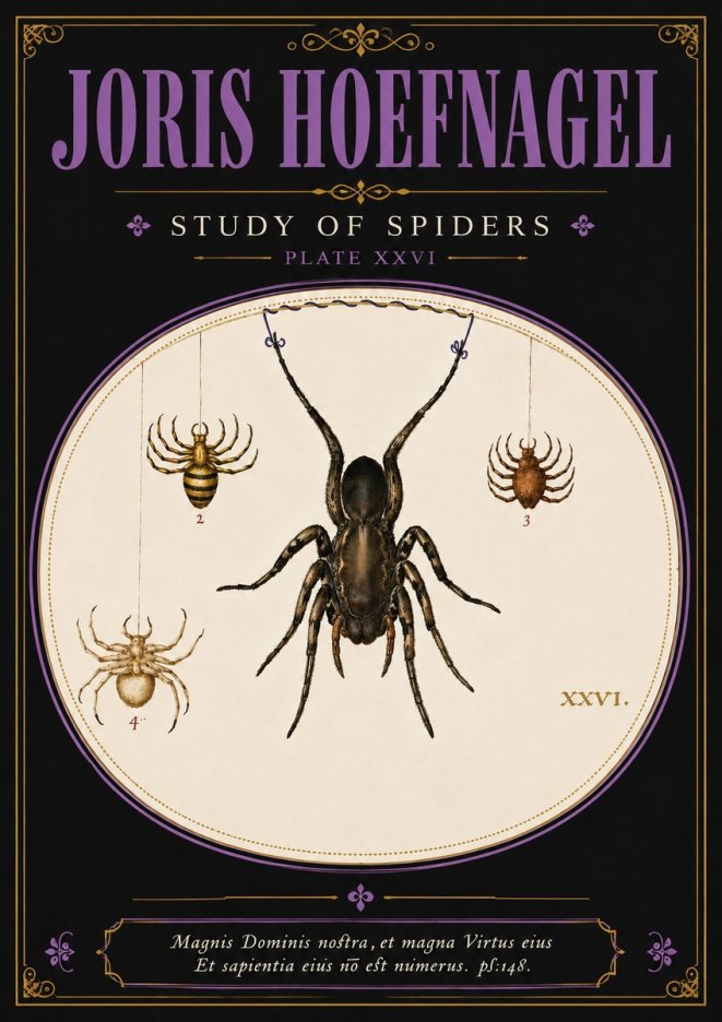 Joris Hoefnagel Study of Spiders No4 - Plakát