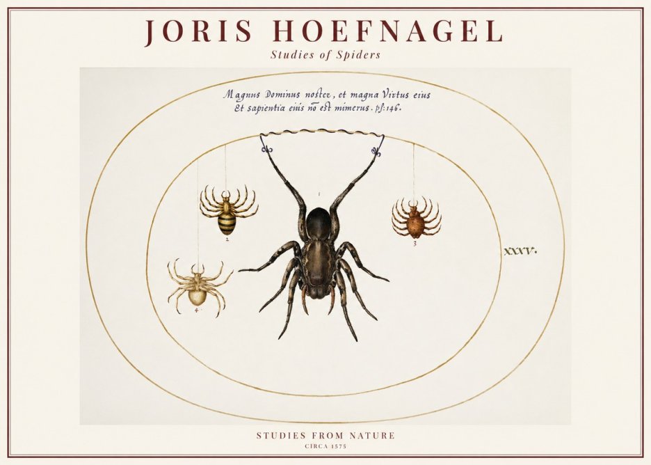 Joris Hoefnagel Study of Spiders No6 - Plakát