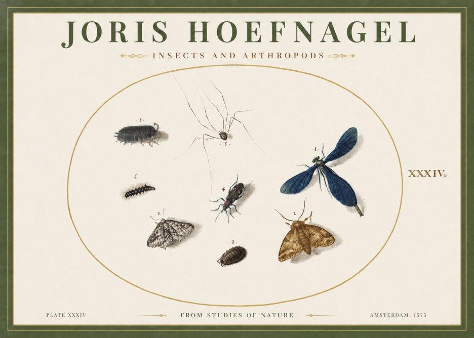 Joris Hoefnagel Insects and Arthropods No2 - Plakát