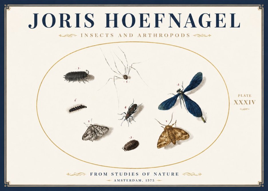 Joris Hoefnagel Insects and Arthropods No4 - Plakát
