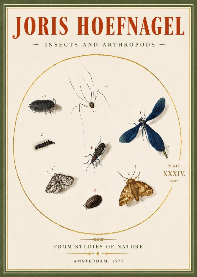Joris Hoefnagel Insects and Arthropods No5 - Plakát