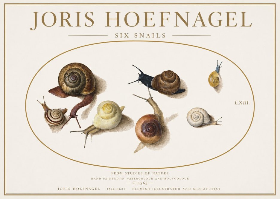 Joris Hoefnagel Six Snails No1 - Plakát