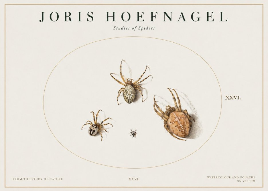 Joris Hoefnagel Studies of Spiders III No1 - Plakát