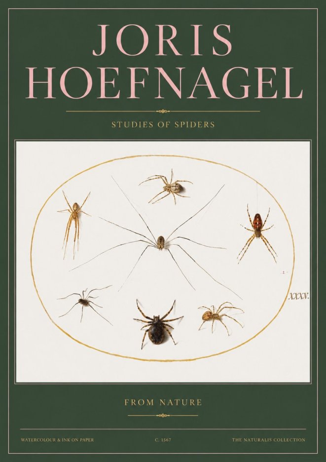Joris Hoefnagel Studies of Spiders from Nature No2 - Plakát