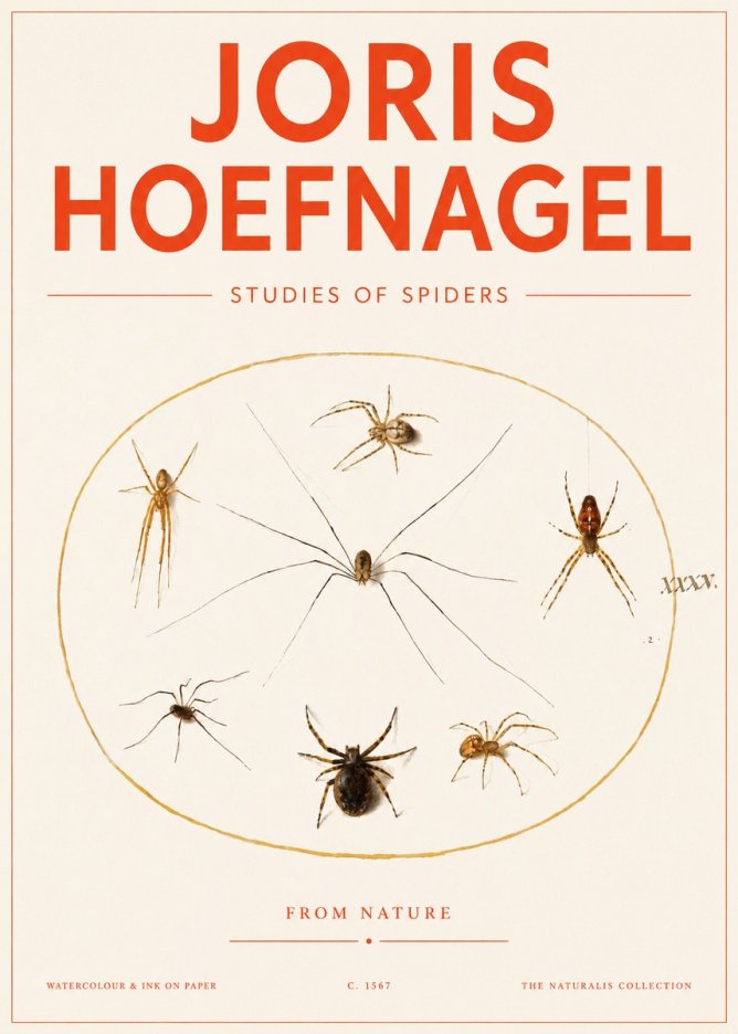 Joris Hoefnagel Studies of Spiders from Nature No3 - Plakát