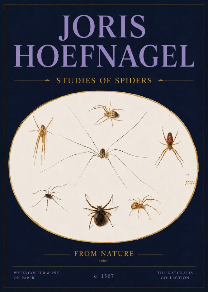 Joris Hoefnagel Studies of Spiders from Nature No4 - Plakát