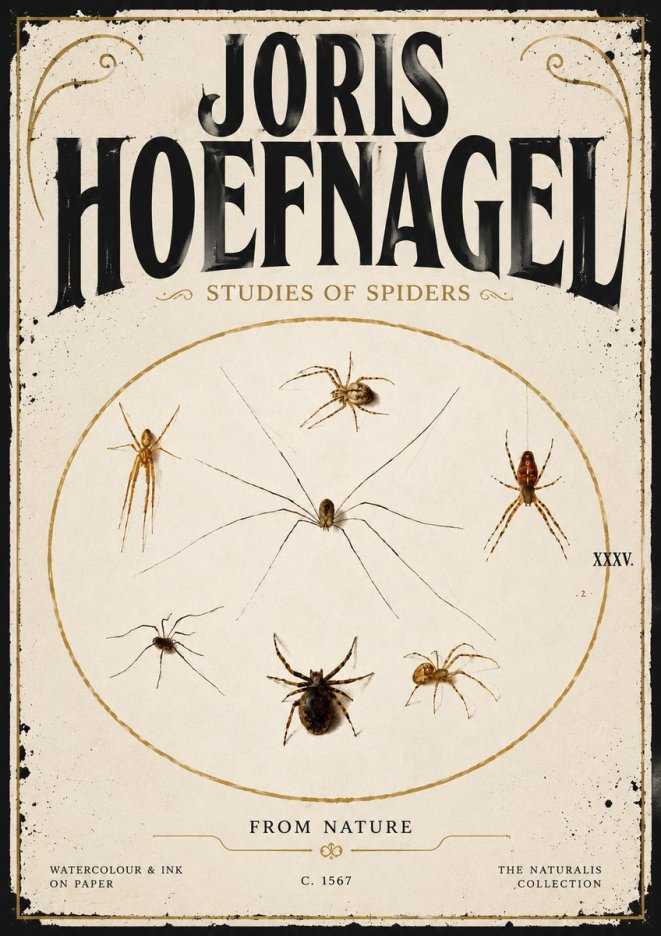 Joris Hoefnagel Studies of Spiders from Nature No5 - Plakát