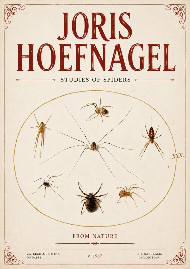 Joris Hoefnagel Studies of Spiders from Nature No6 - Plakát