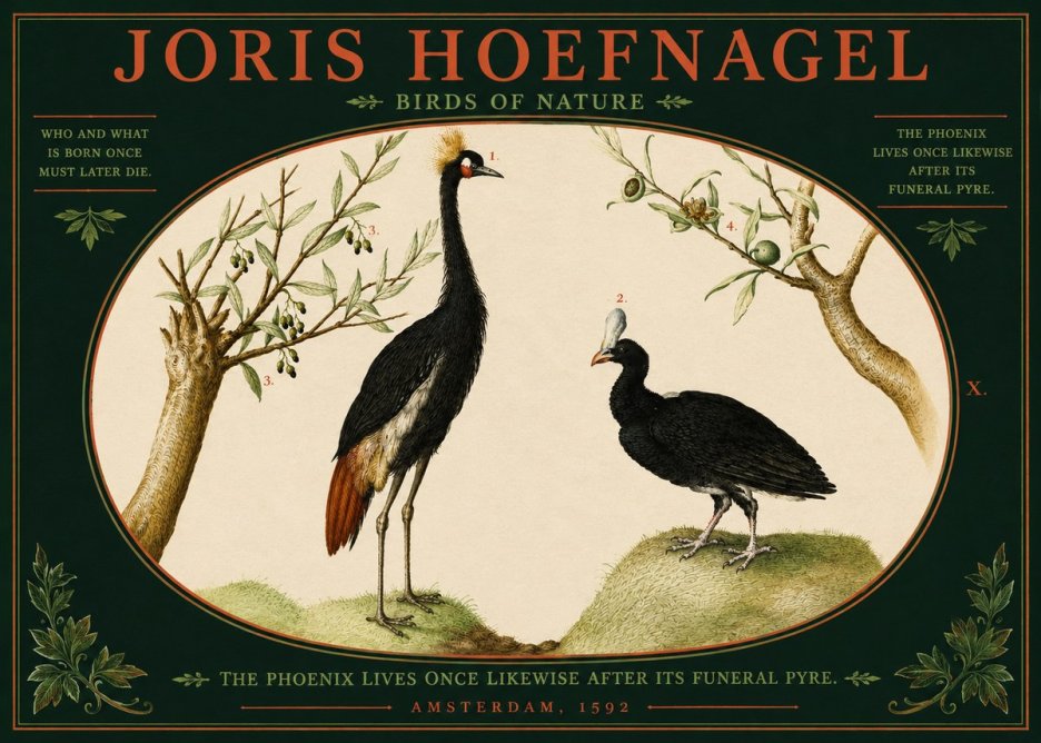 Joris Hoefnagel Birds of Nature No2 - Plakát