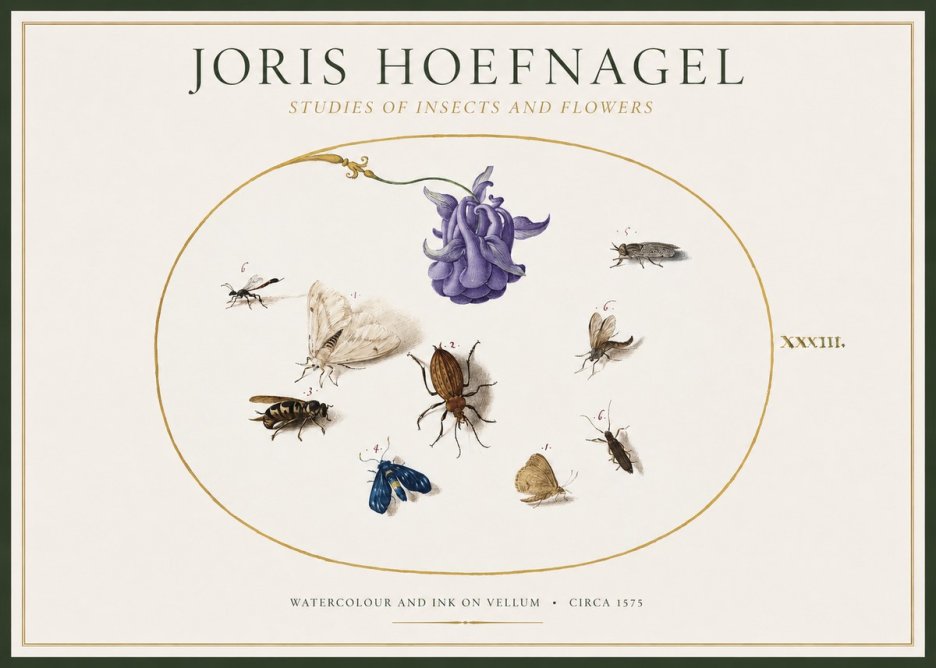 Joris Hoefnagel Studies of Insects and Flowers No1 - Plakát