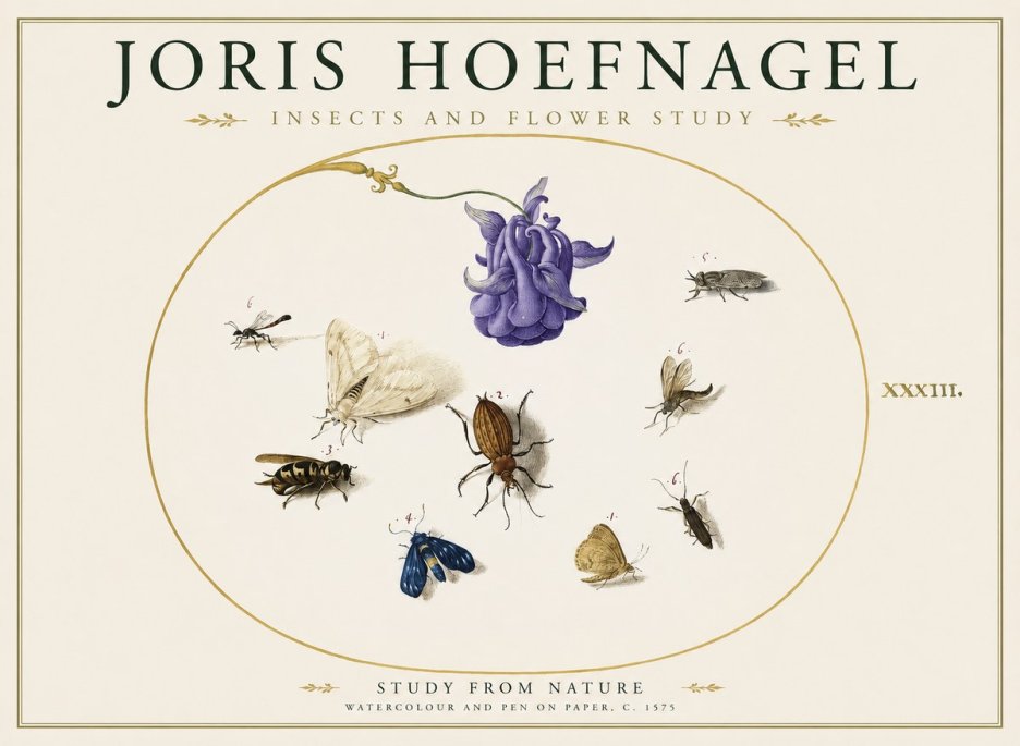 Joris Hoefnagel Studies of Insects and Flowers No2 - Plakát