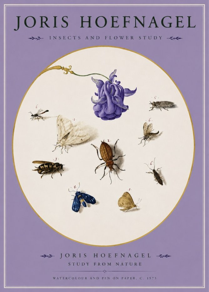 Joris Hoefnagel Studies of Insects and Flowers No3 - Plakát