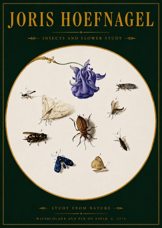 Joris Hoefnagel Studies of Insects and Flowers No4 - Plakát