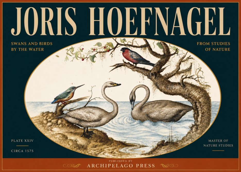 Joris Hoefnagel Swans and Birds by the Water No5 - Plakát