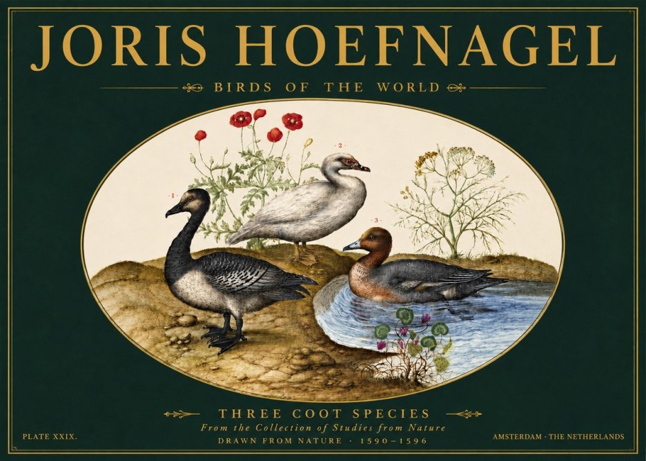 Joris Hoefnagel Three Coot Species No6 - Plakát
