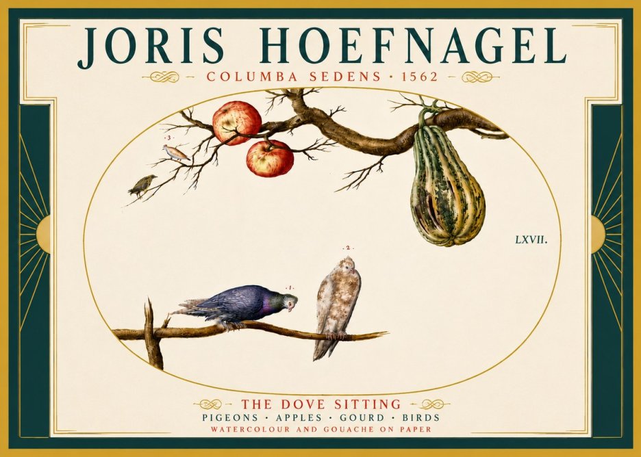 Joris Hoefnagel Pigeons Sitting. No6 - Plakát