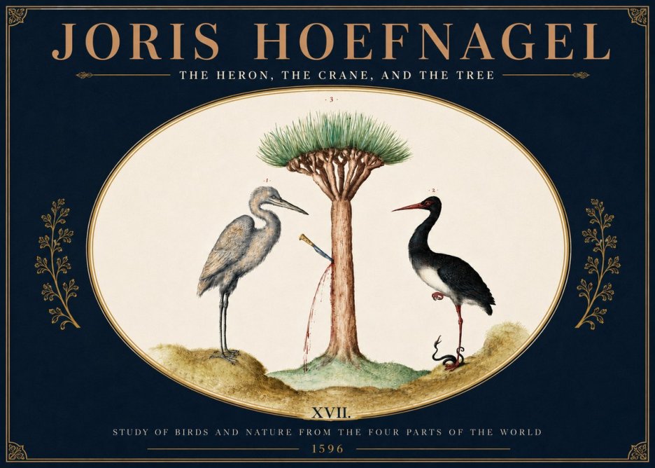 Joris Hoefnagel The Heron, the Crane, and the Tree No5 - Plakát