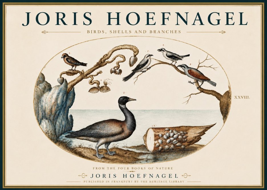Joris Hoefnagel Birds, Shells and Branches No5 - Plakát