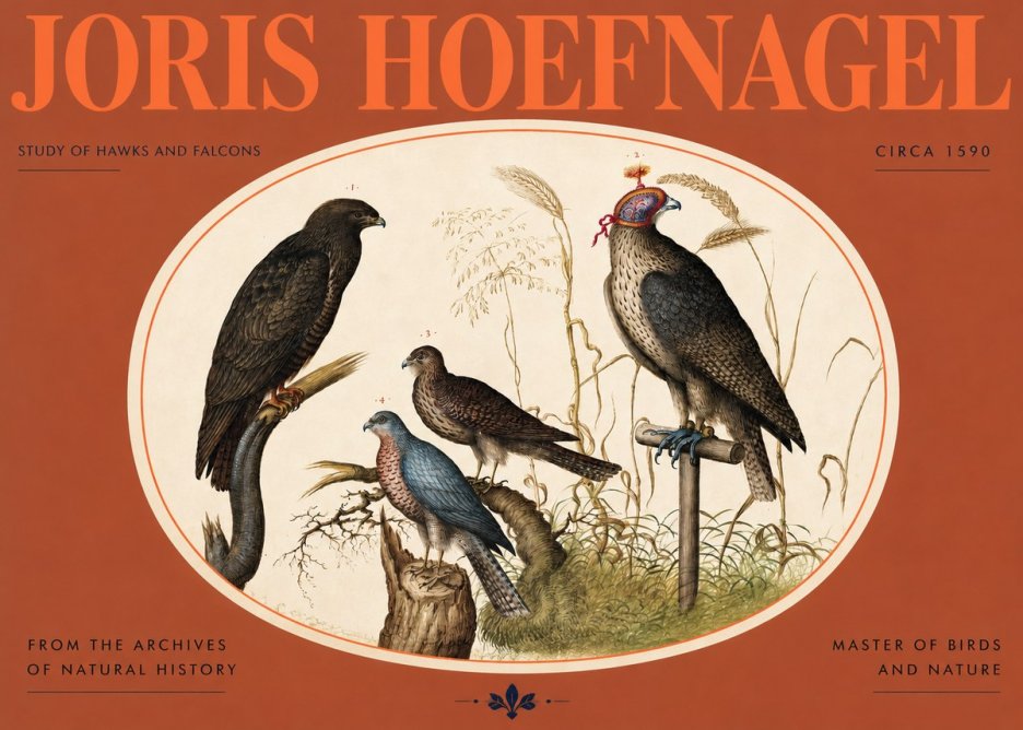 Joris Hoefnagel Studies of Hawks and Falcons No3 - Plakát