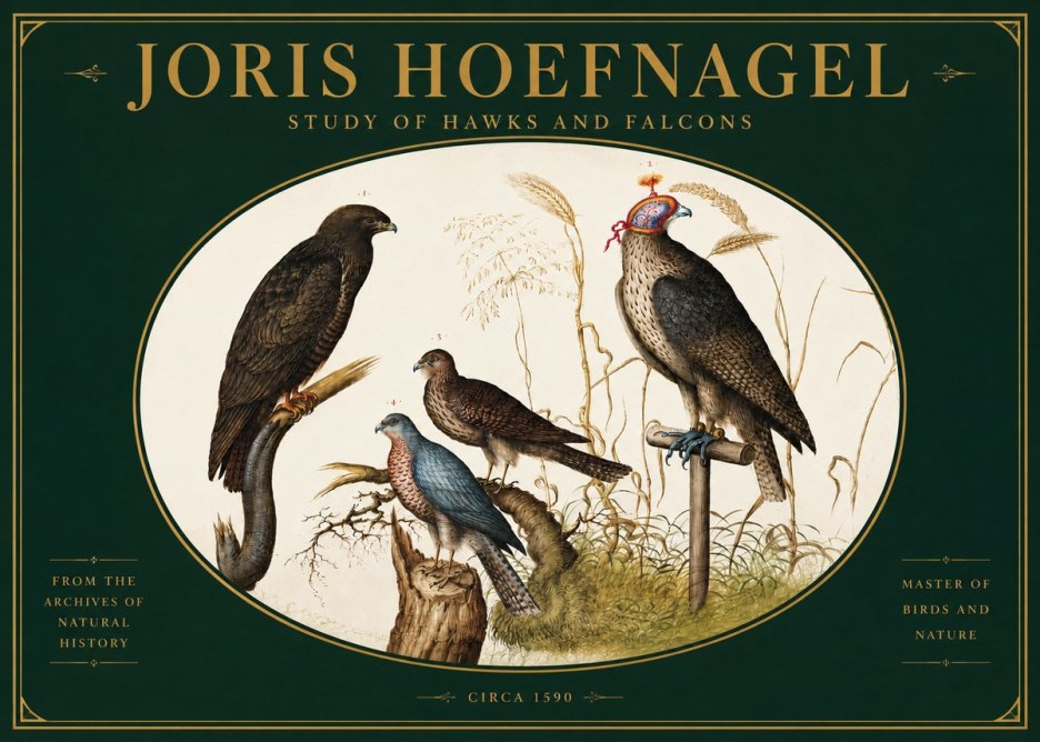 Joris Hoefnagel Studies of Hawks and Falcons No4 - Plakát
