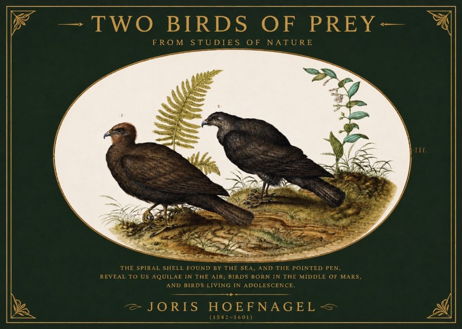 Joris Hoefnagel Two Birds of Prey - from Studies of Nature No2 - Plakát