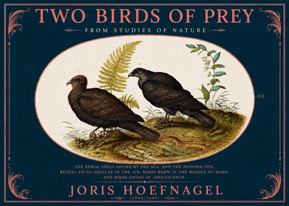 Joris Hoefnagel Two Birds of Prey - from Studies of Nature No4 - Plakát
