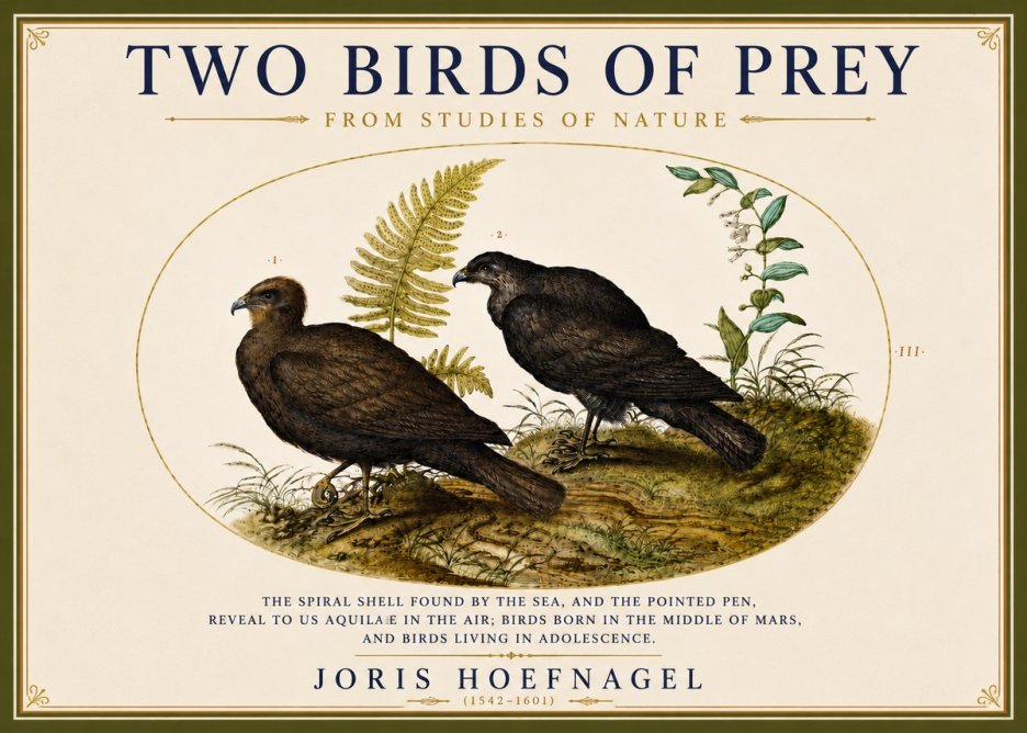Joris Hoefnagel Two Birds of Prey - from Studies of Nature No5 - Plakát