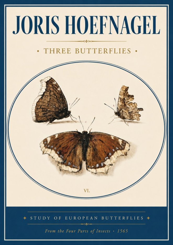 Joris Hoefnagel Three Butterflies I No4 - Plakát