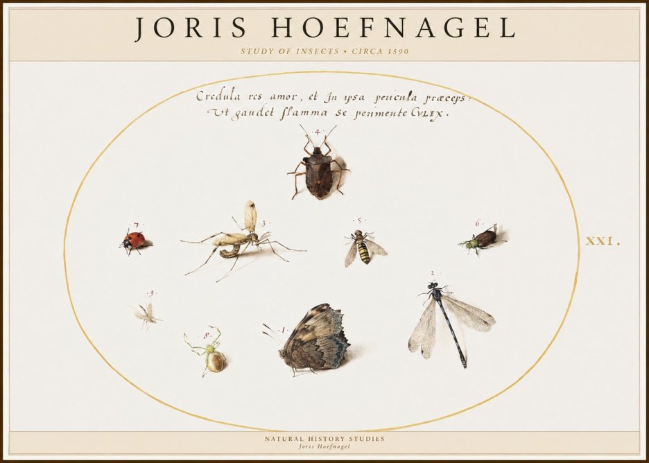 Joris Hoefnagel Study of Insects • Circa 1590 No1 - Plakát